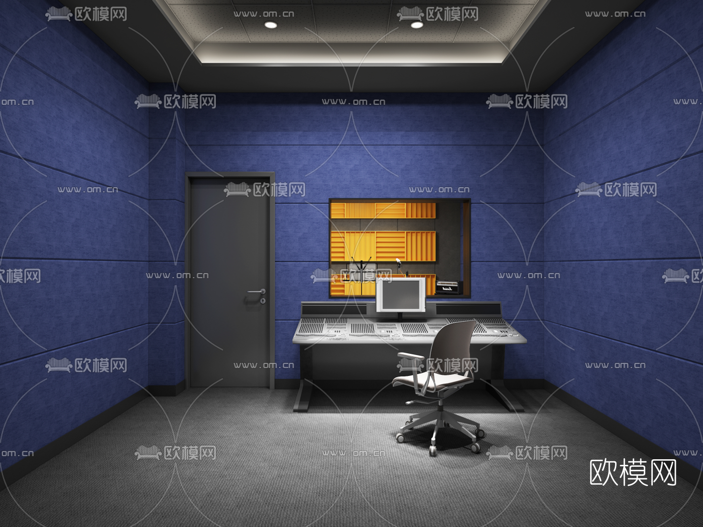 现代录音棚3d模型下载（渲染图2）