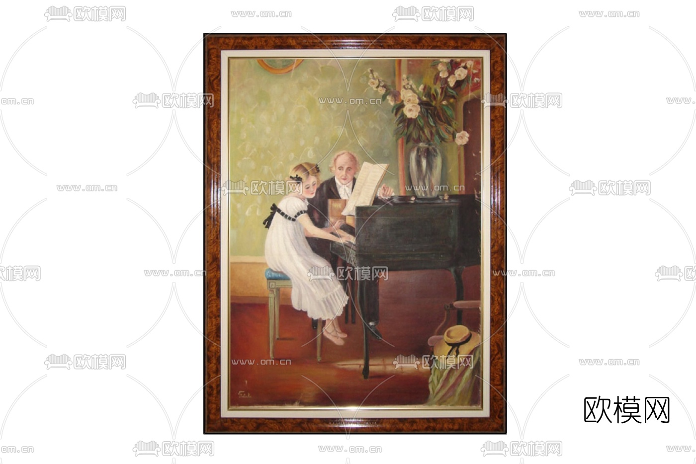 美式钢琴装饰画免费su模型下载