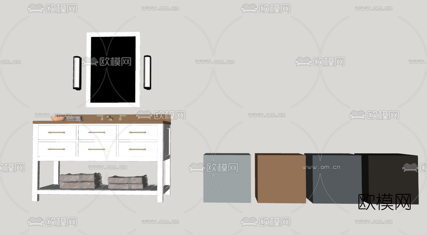 现代浴室柜su模型