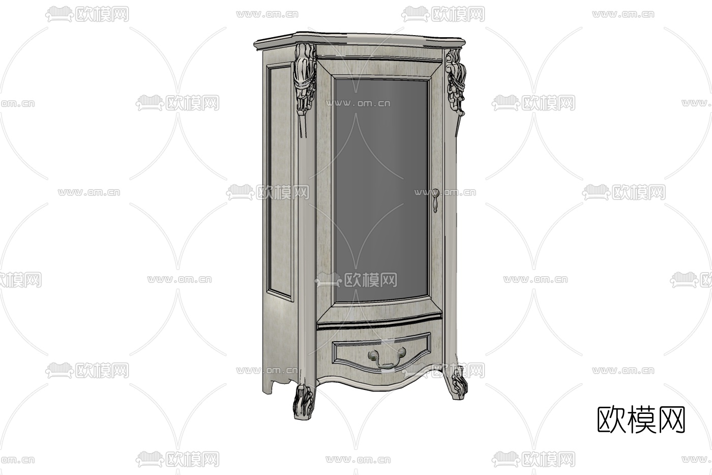 欧式实木边柜免费su模型下载