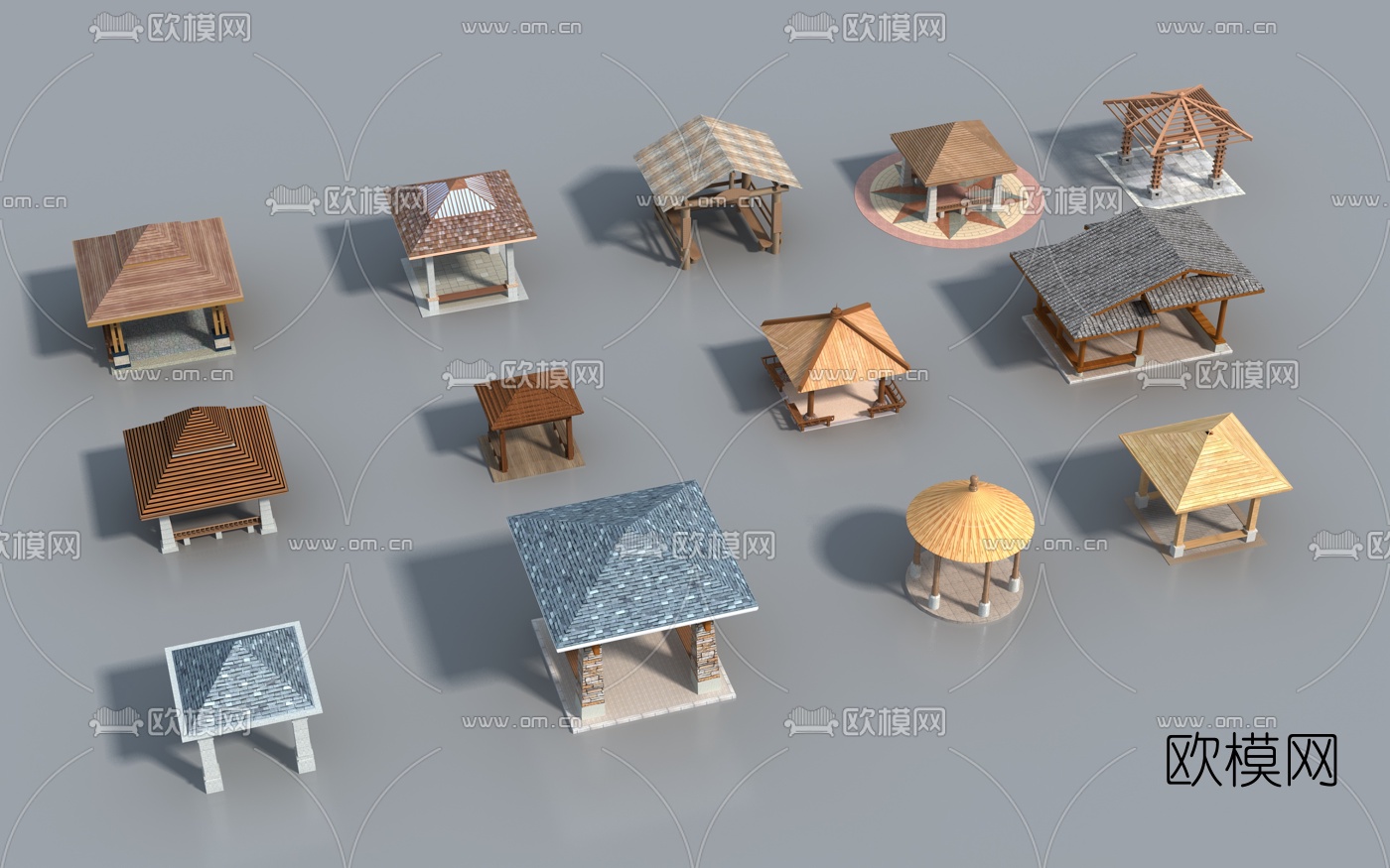自然风凉亭3d模型