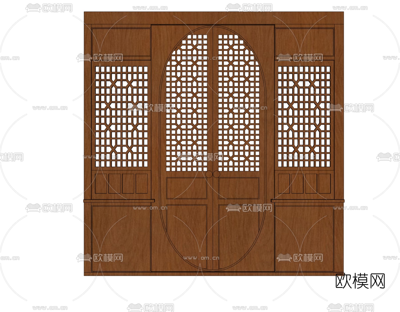 中式实木双开门免费su模型
