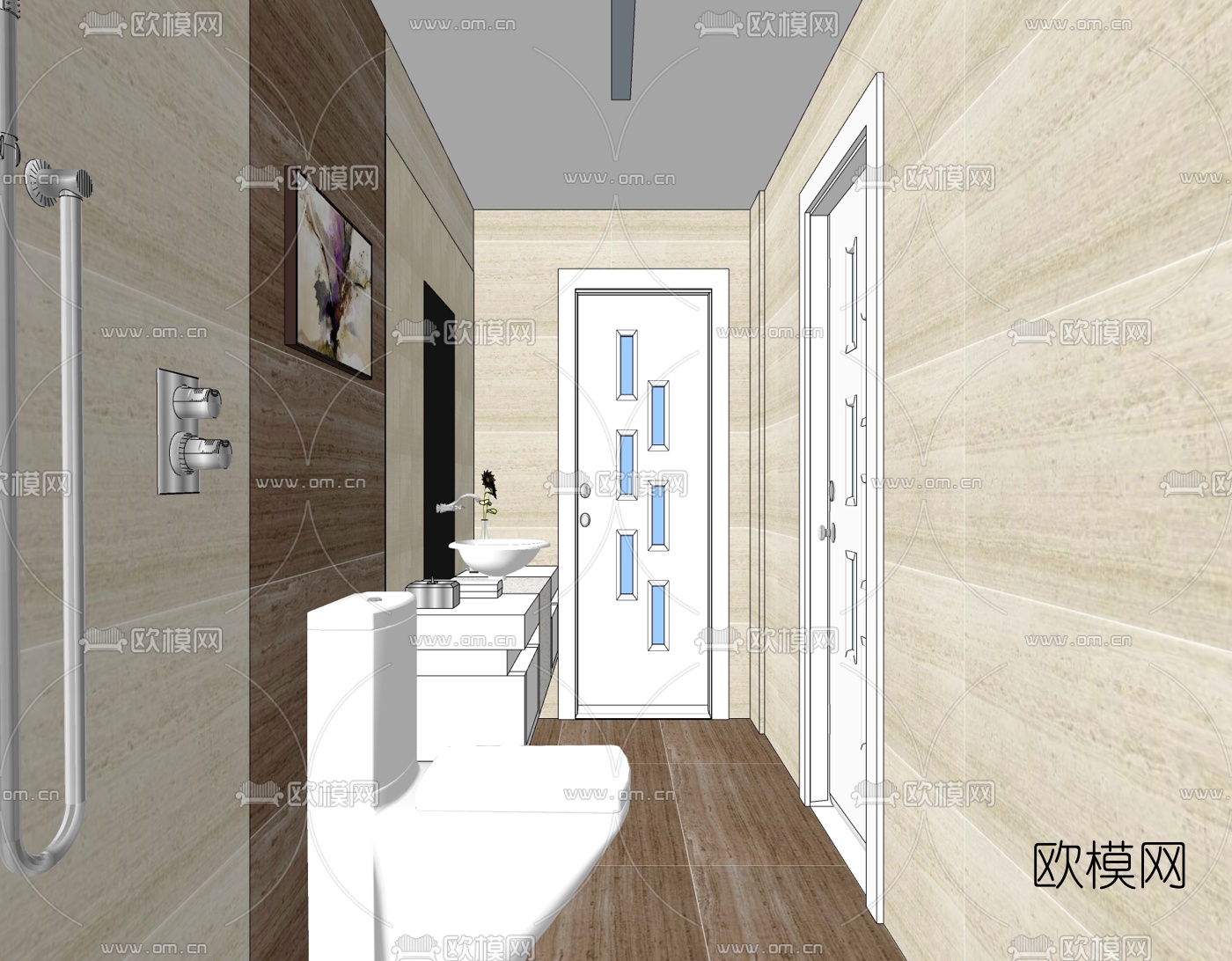现代浴室卫生间免费su模型下载
