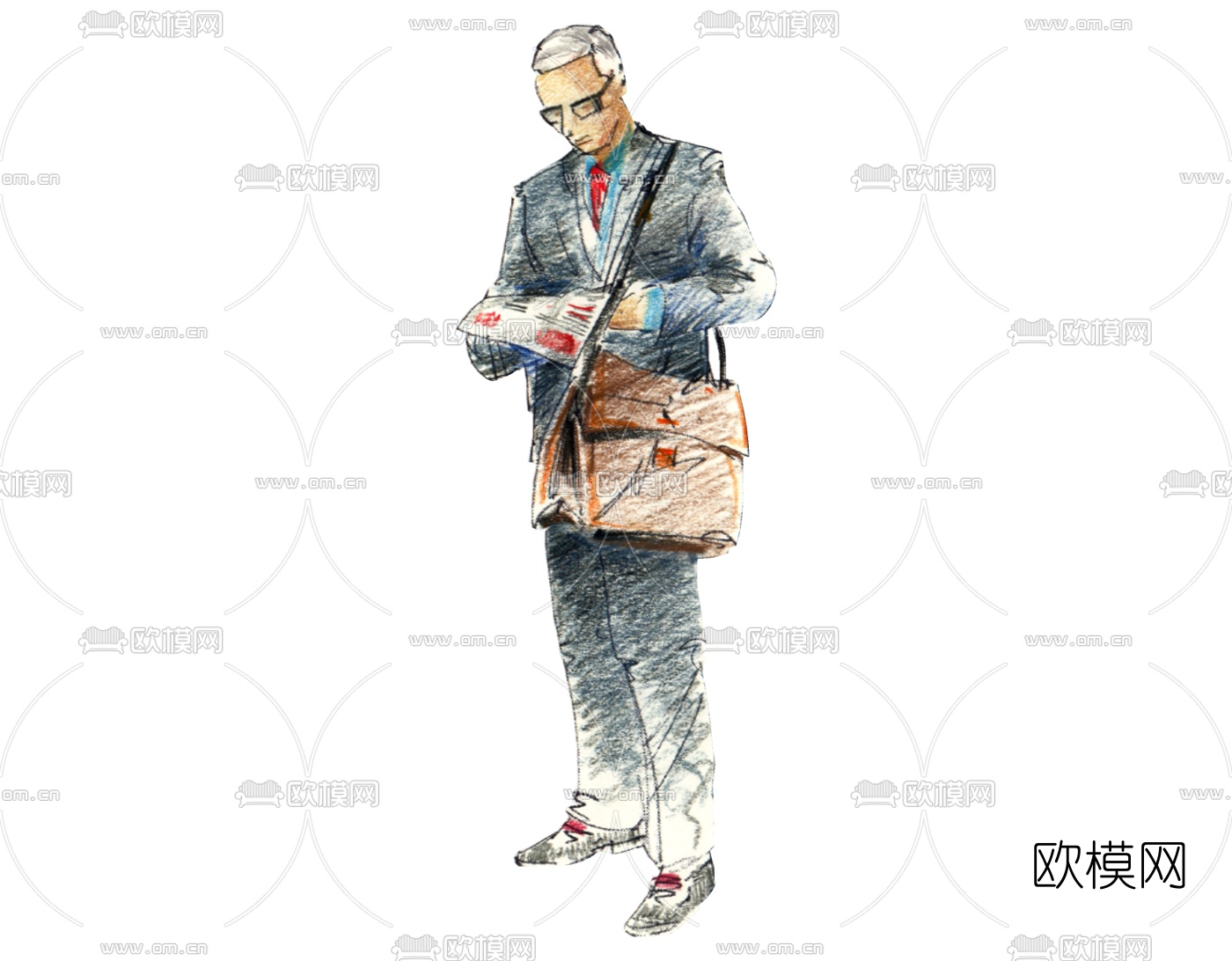 现代2d手绘人物组件免费su模型