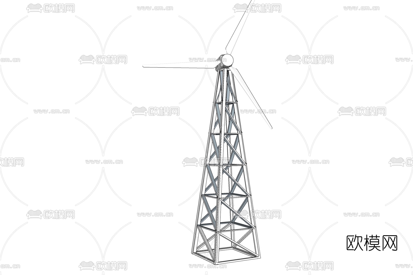现代风力发电机免费su模型下载