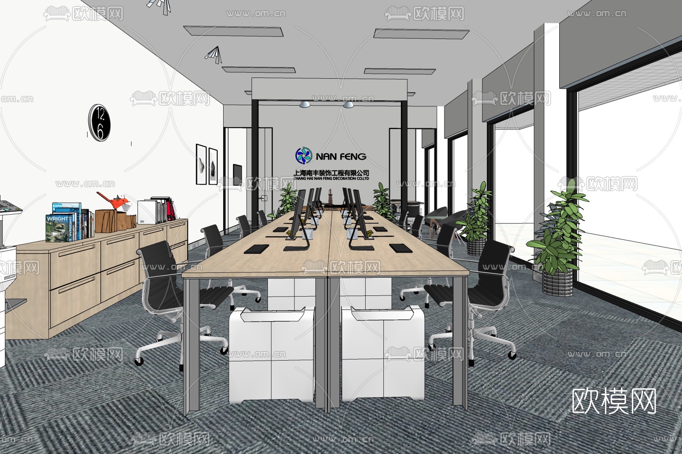 现代公司办公区免费su模型下载