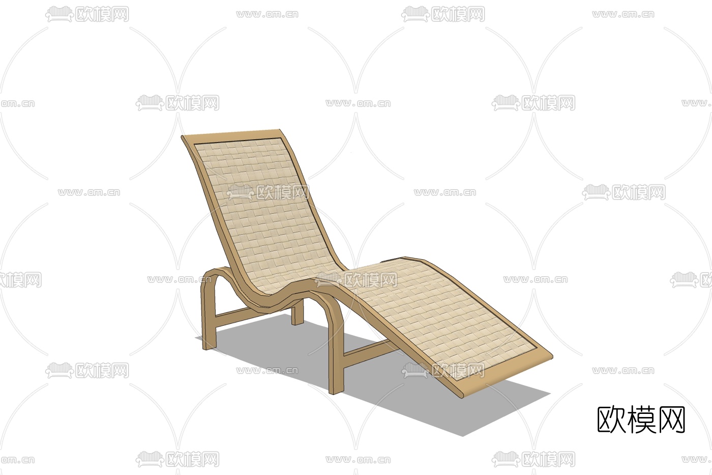 现代藤编休闲躺椅免费su模型下载