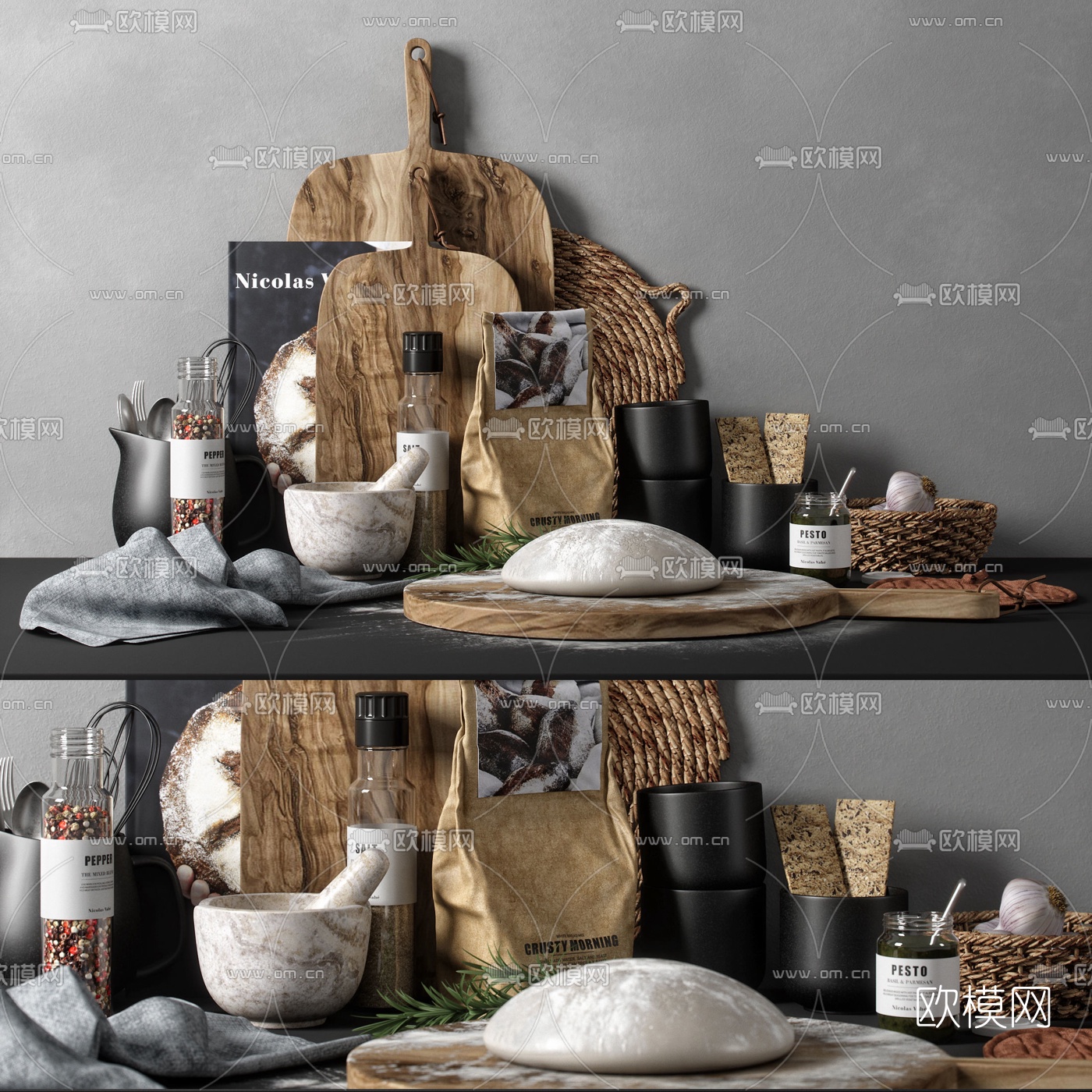 北欧餐具食物摆件3d模型