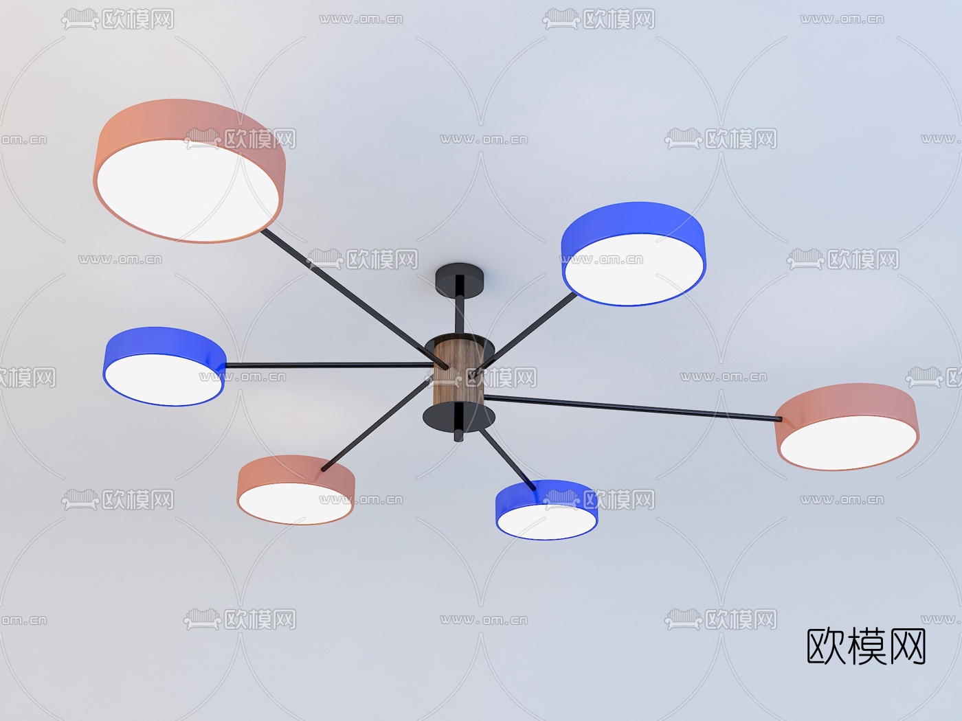 现代铁艺吊灯组合3d模型
