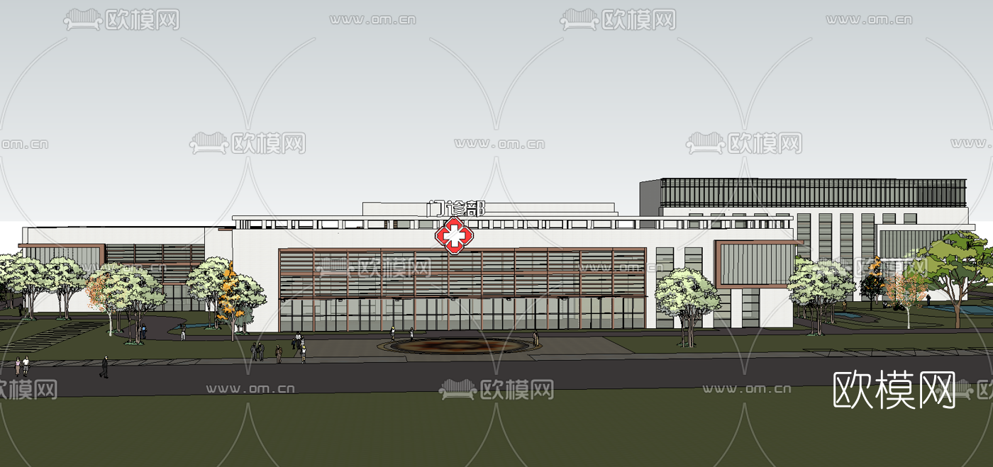 现代医院建筑外观su模型