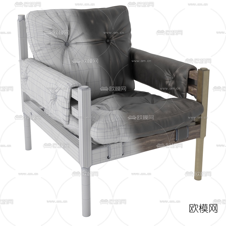 Giorgetti 北欧皮革休闲椅3d模型下载（渲染图3）