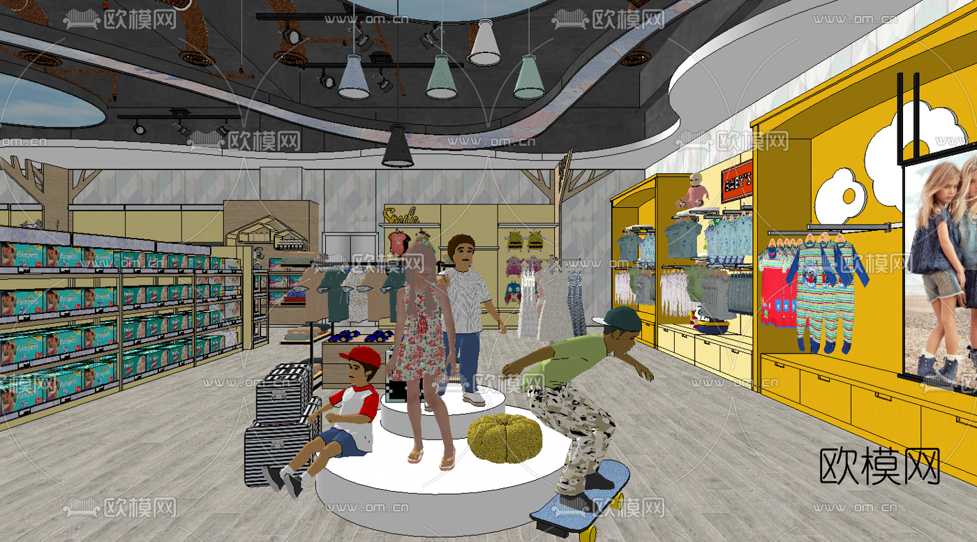 现代母婴专卖店su模型下载（渲染图4）
