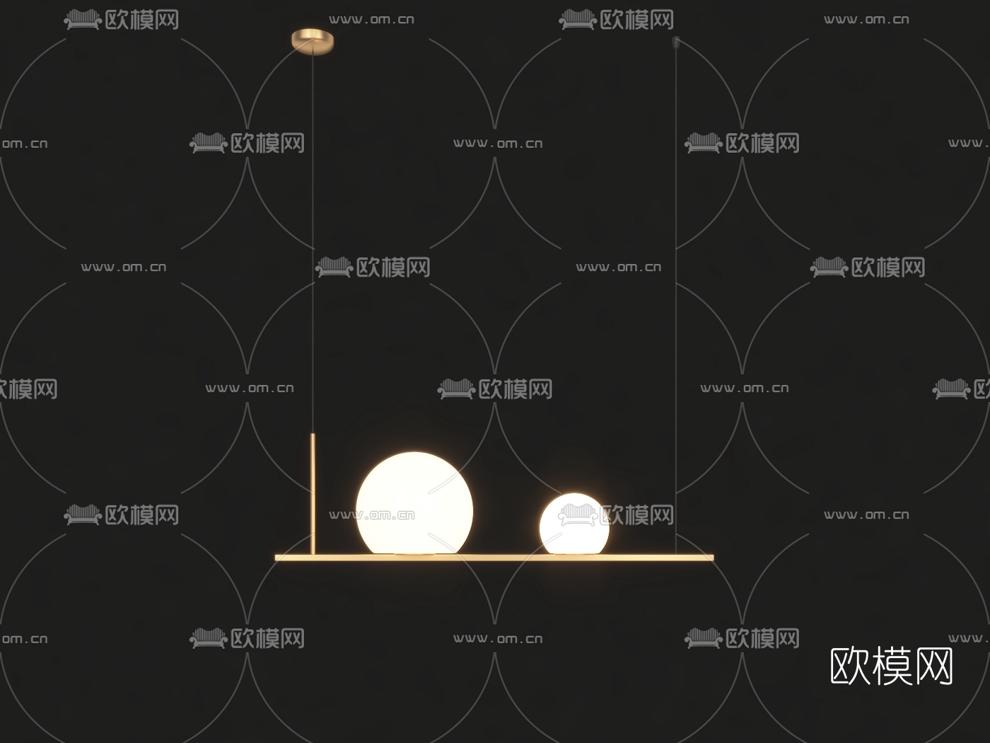 现代金属简易吊灯3d模型