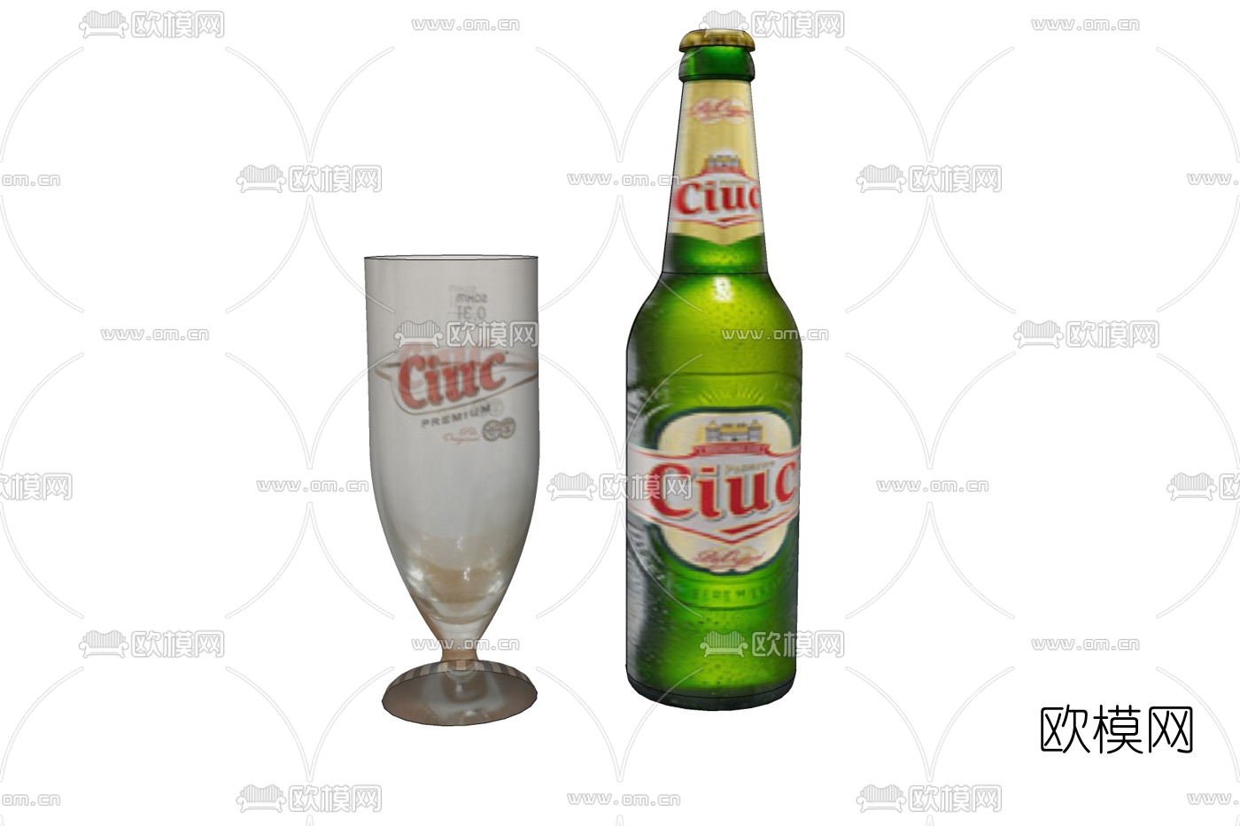 现代啤酒酒杯免费su模型下载