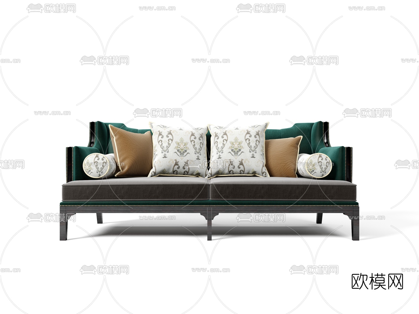 新古典绒布双人沙发3d模型下载
