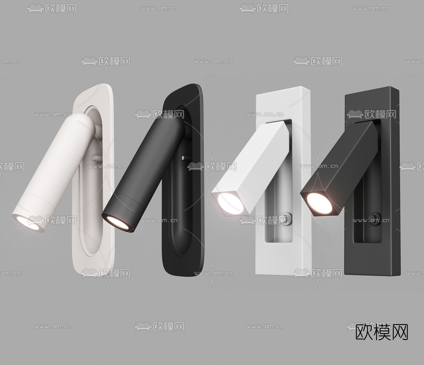 现代壁装嵌墙射灯3d模型