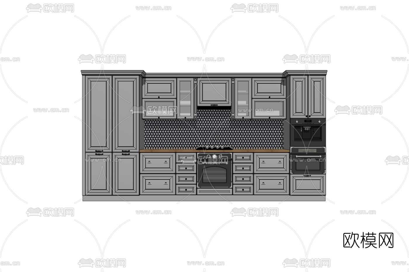 美式橱柜免费su模型下载
