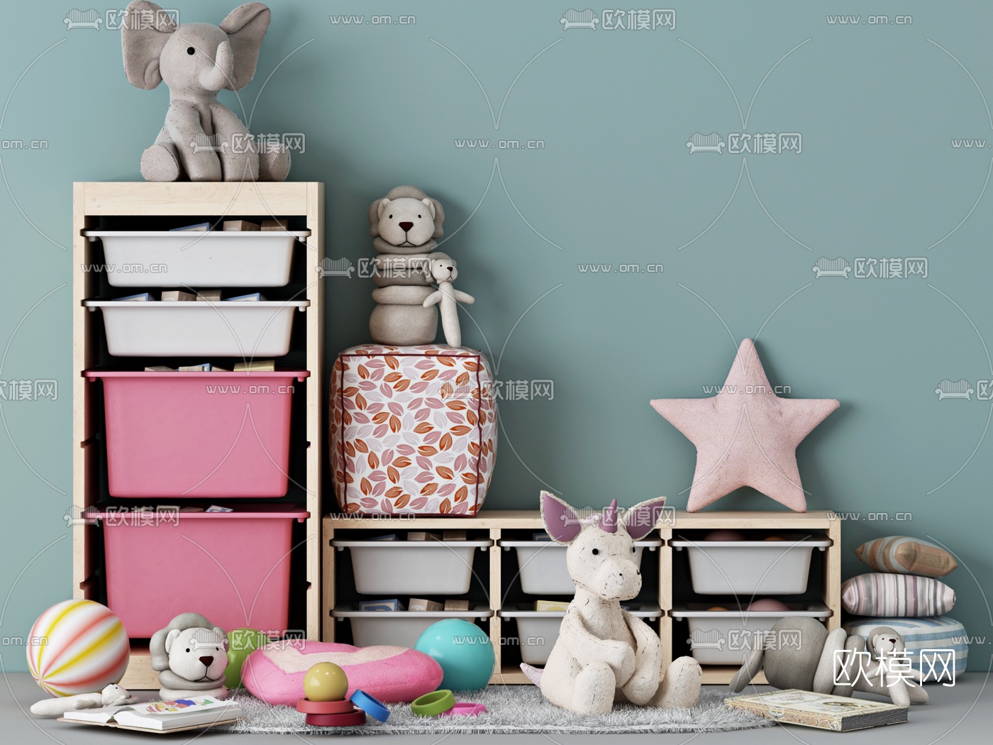 北欧儿童柜3d模型下载