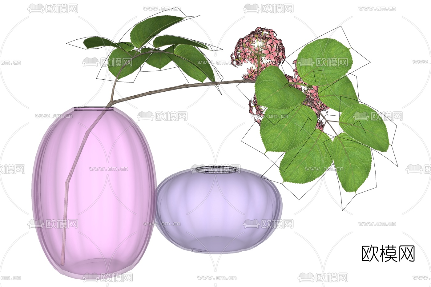 现代花瓶花卉免费su模型下载