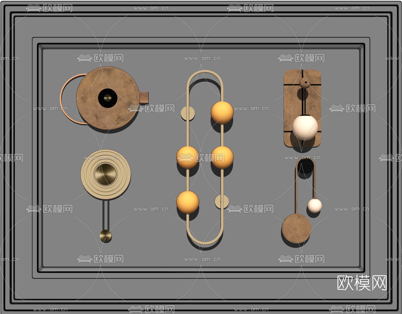 现代金属球形壁灯su模型