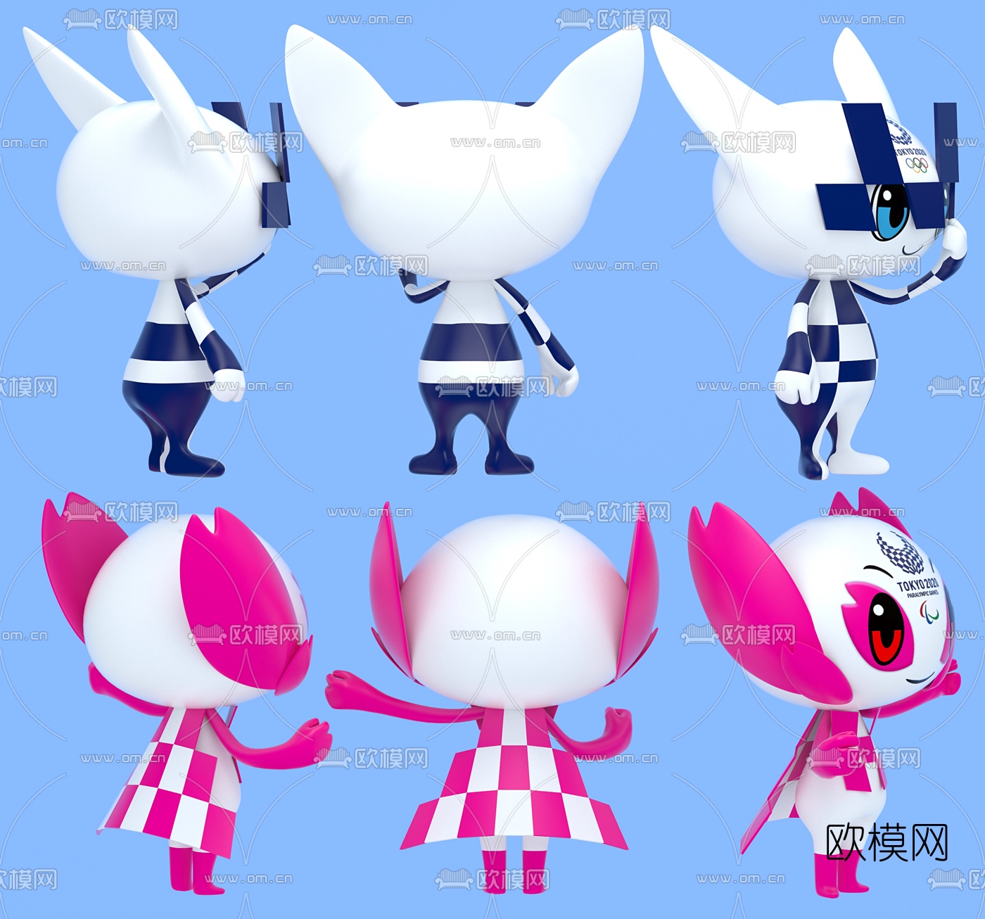 现代东京奥运会吉祥物3d模型下载（渲染图2）