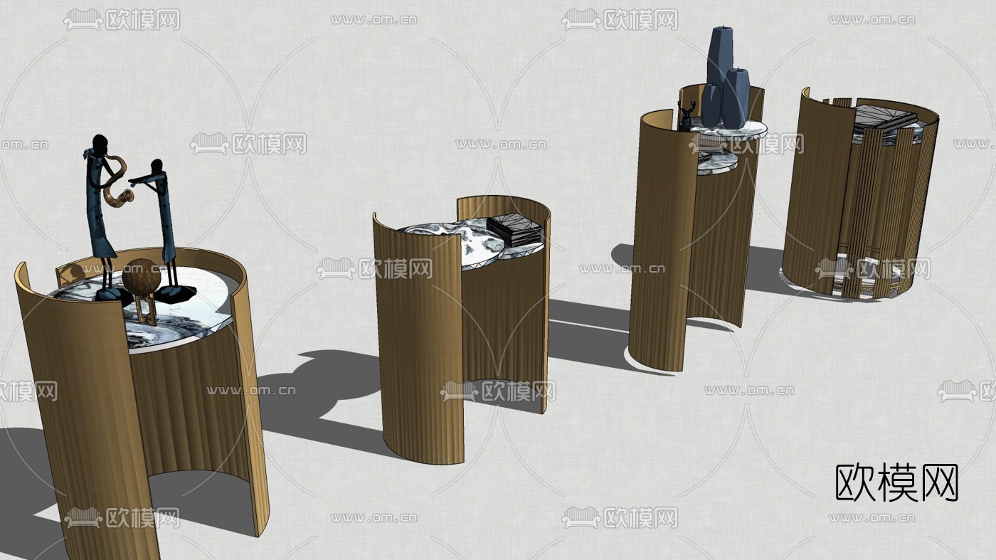 后现代金属圆几su模型下载（渲染图3）