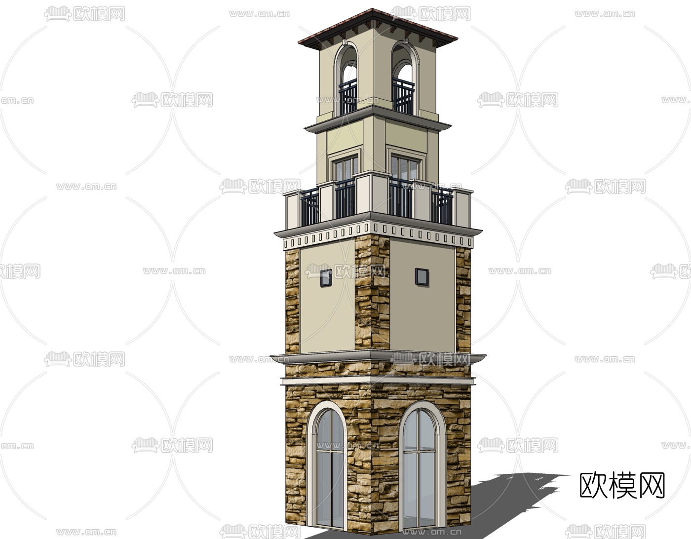 欧式塔楼免费su模型下载