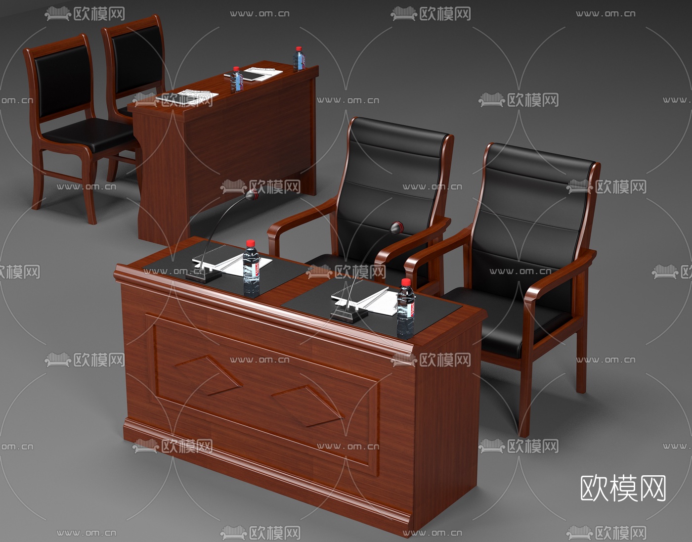 现代实木活动会议桌3d模型