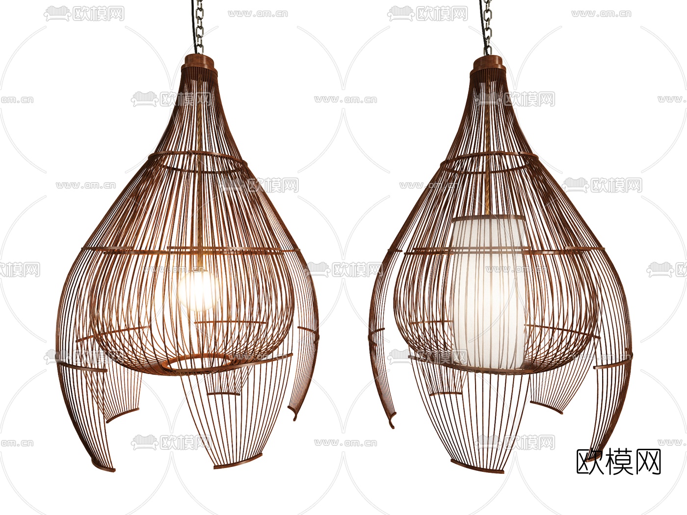 东南亚编织吊灯3d模型下载（渲染图2）