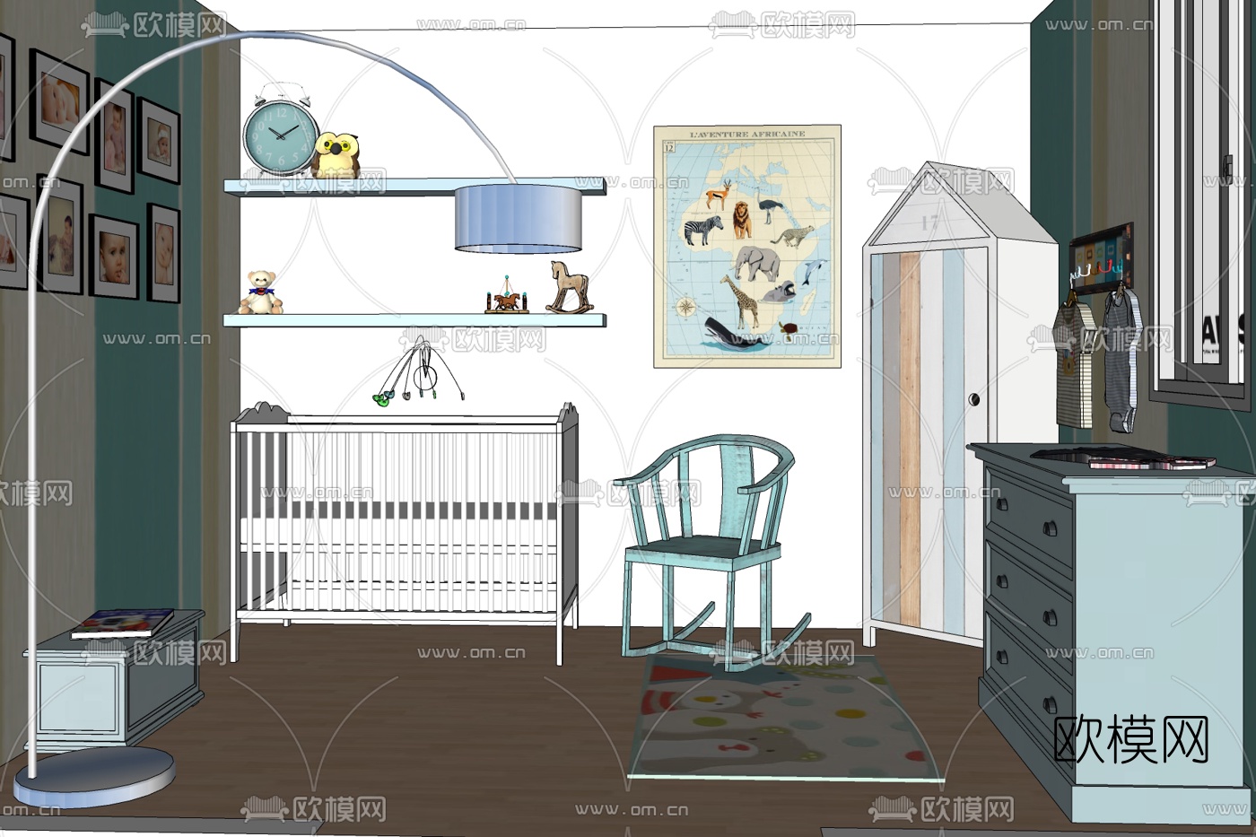 北欧儿童房免费su模型下载