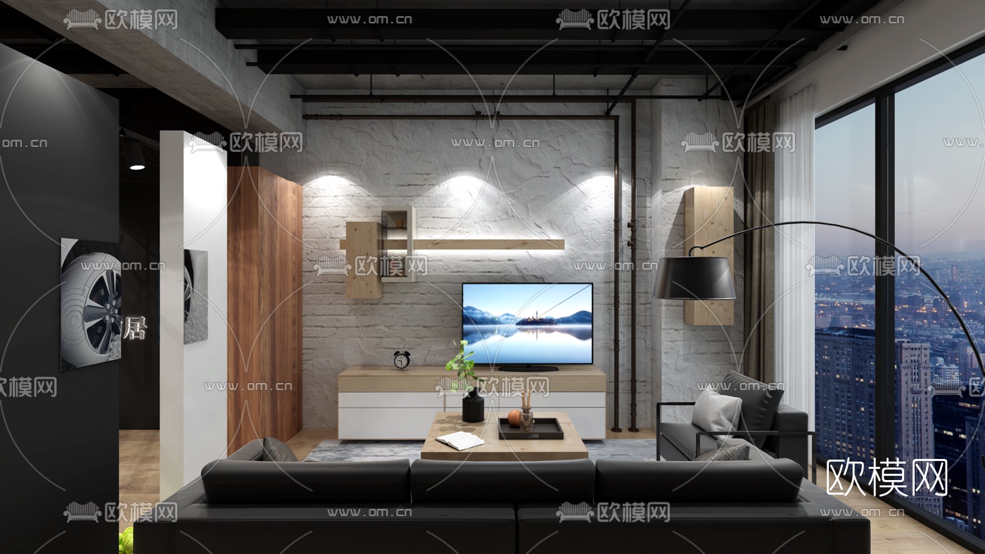 工业风办公接待室3d模型下载（渲染图3）