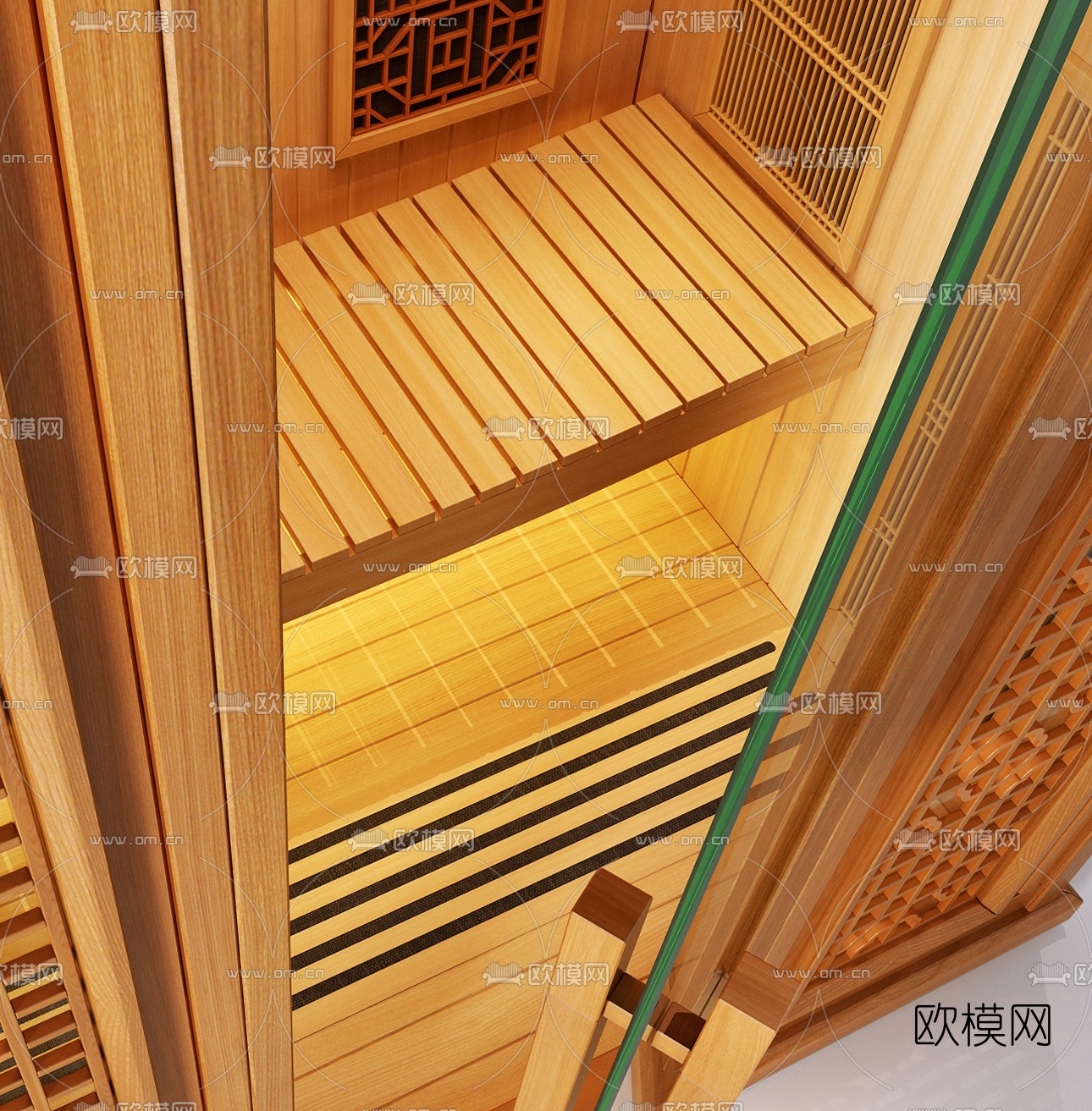 新中式桑拿房3d模型