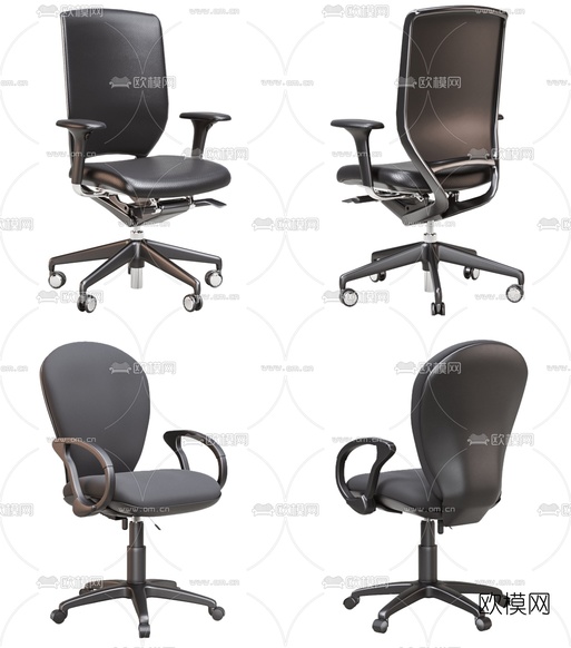 现代皮革办公椅3d模型下载