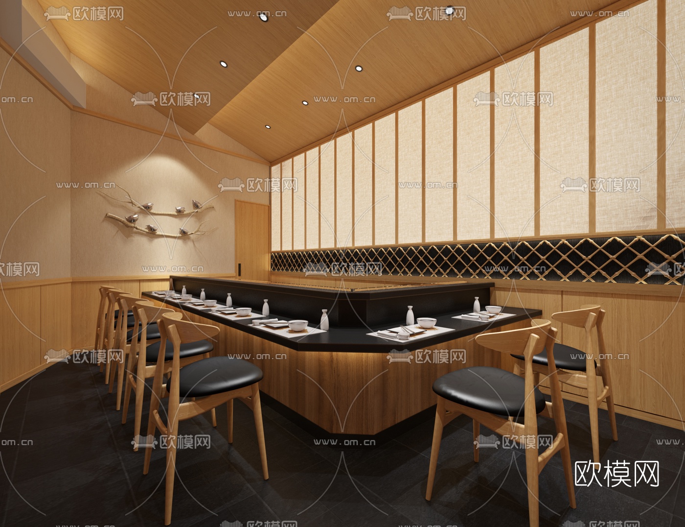 日式料理店包房3d模型
