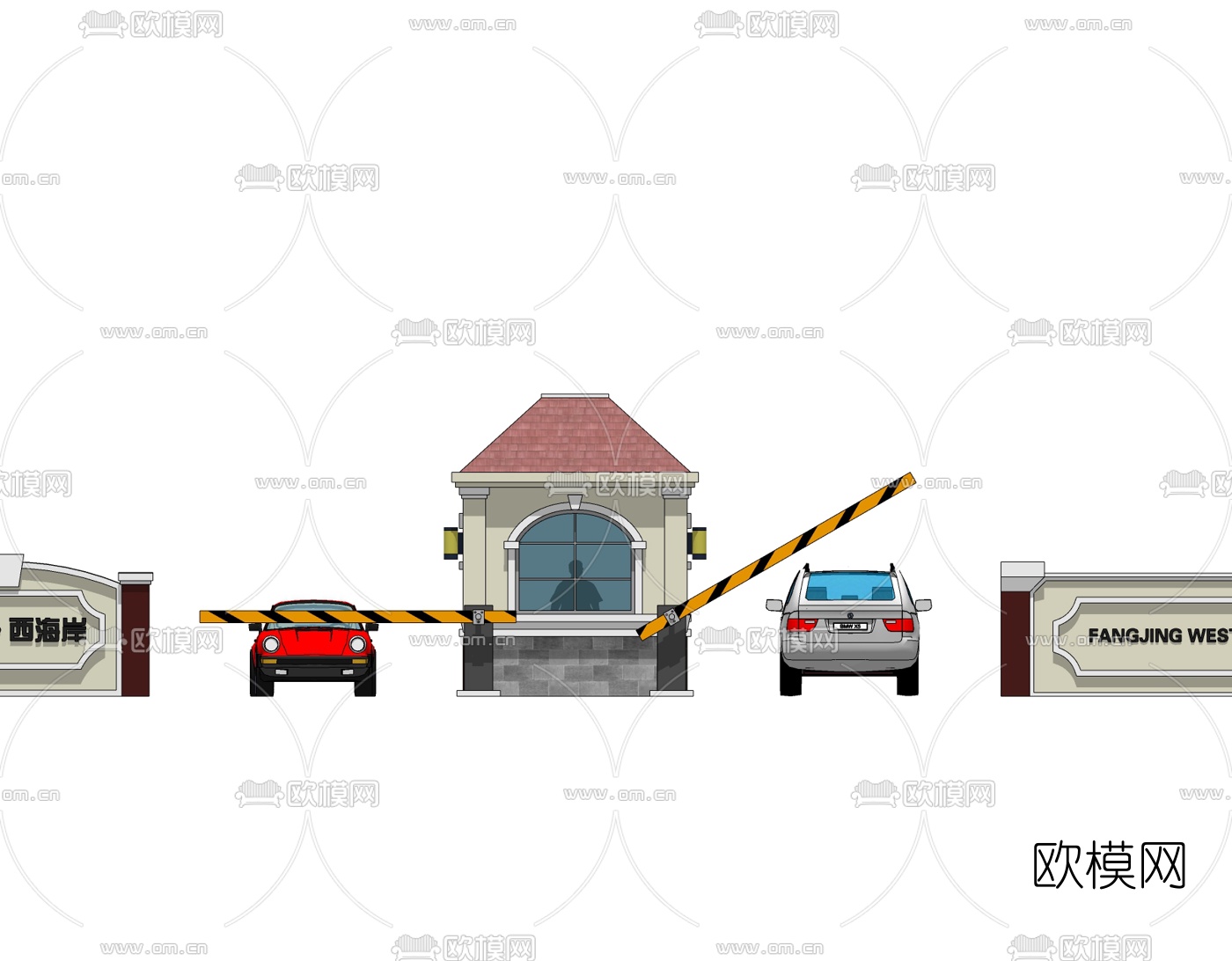 欧式小区门头免费su模型下载