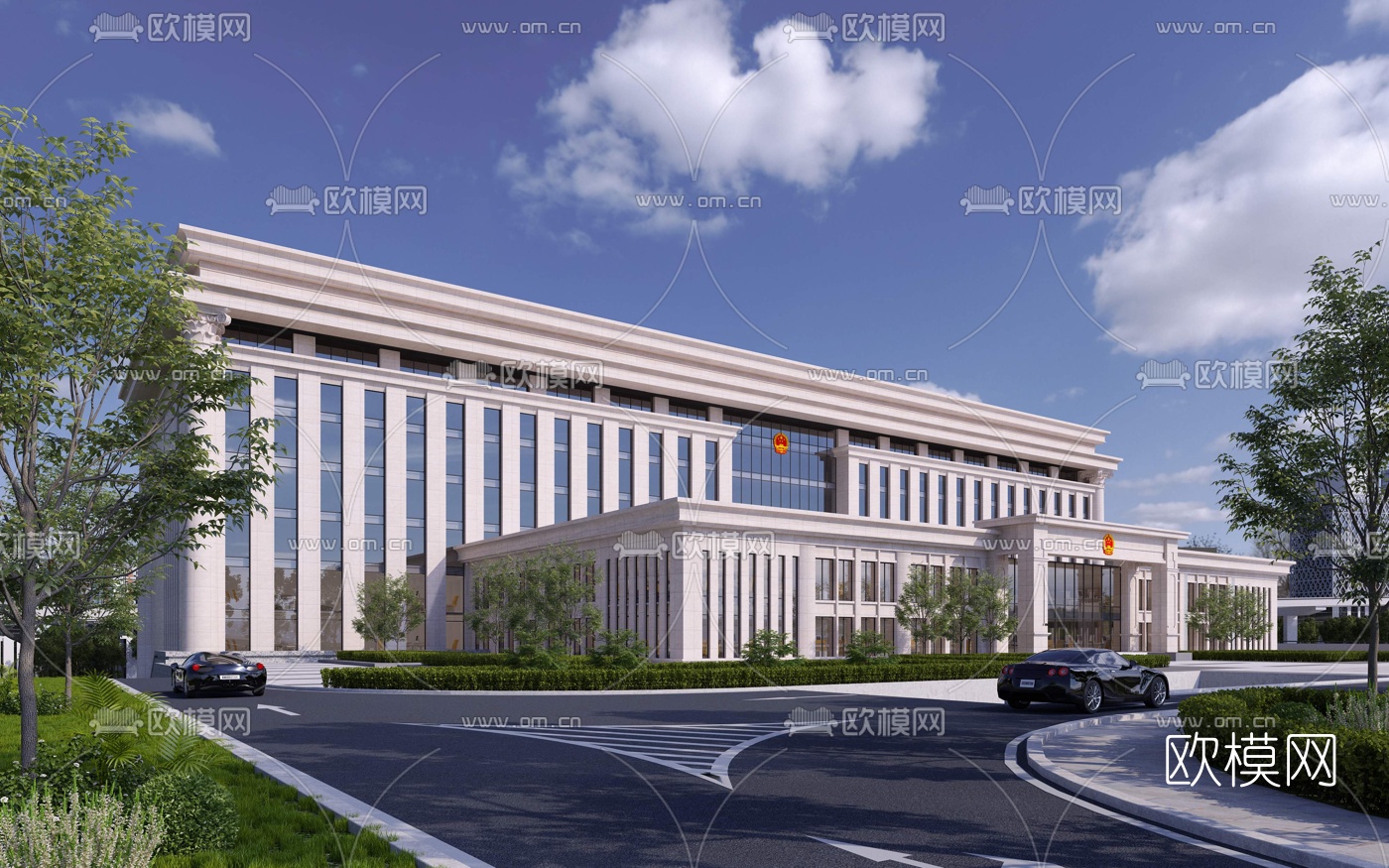 简欧行政办公楼外观3d模型