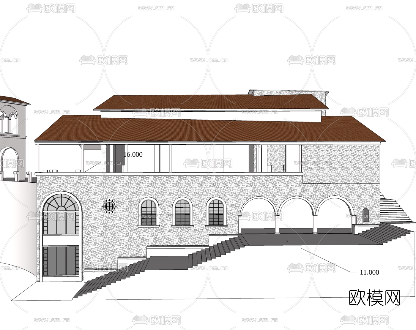 欧式商业街免费su模型下载