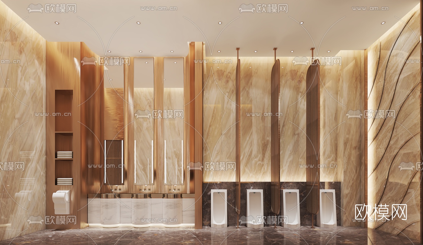 现代酒店公用卫生间3d模型