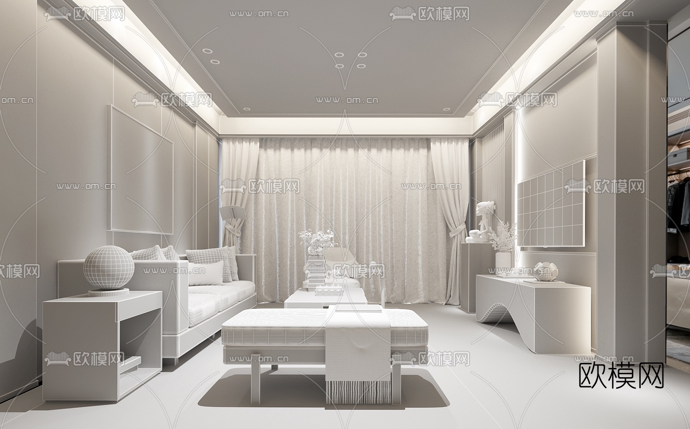 星翰设计 现代客厅3d模型