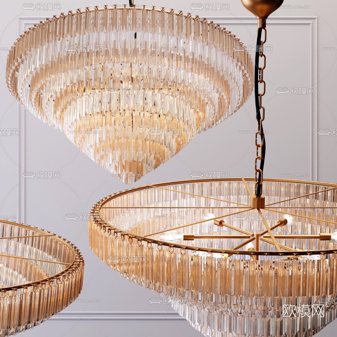 现代多层水晶吊灯3d模型下载