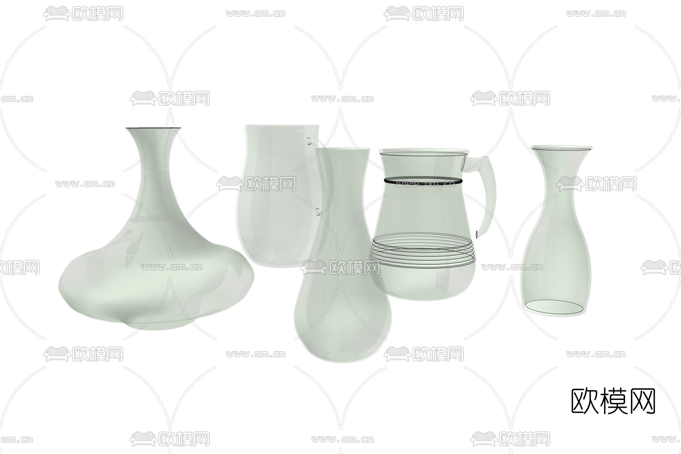 现代玻璃水壶免费su模型下载