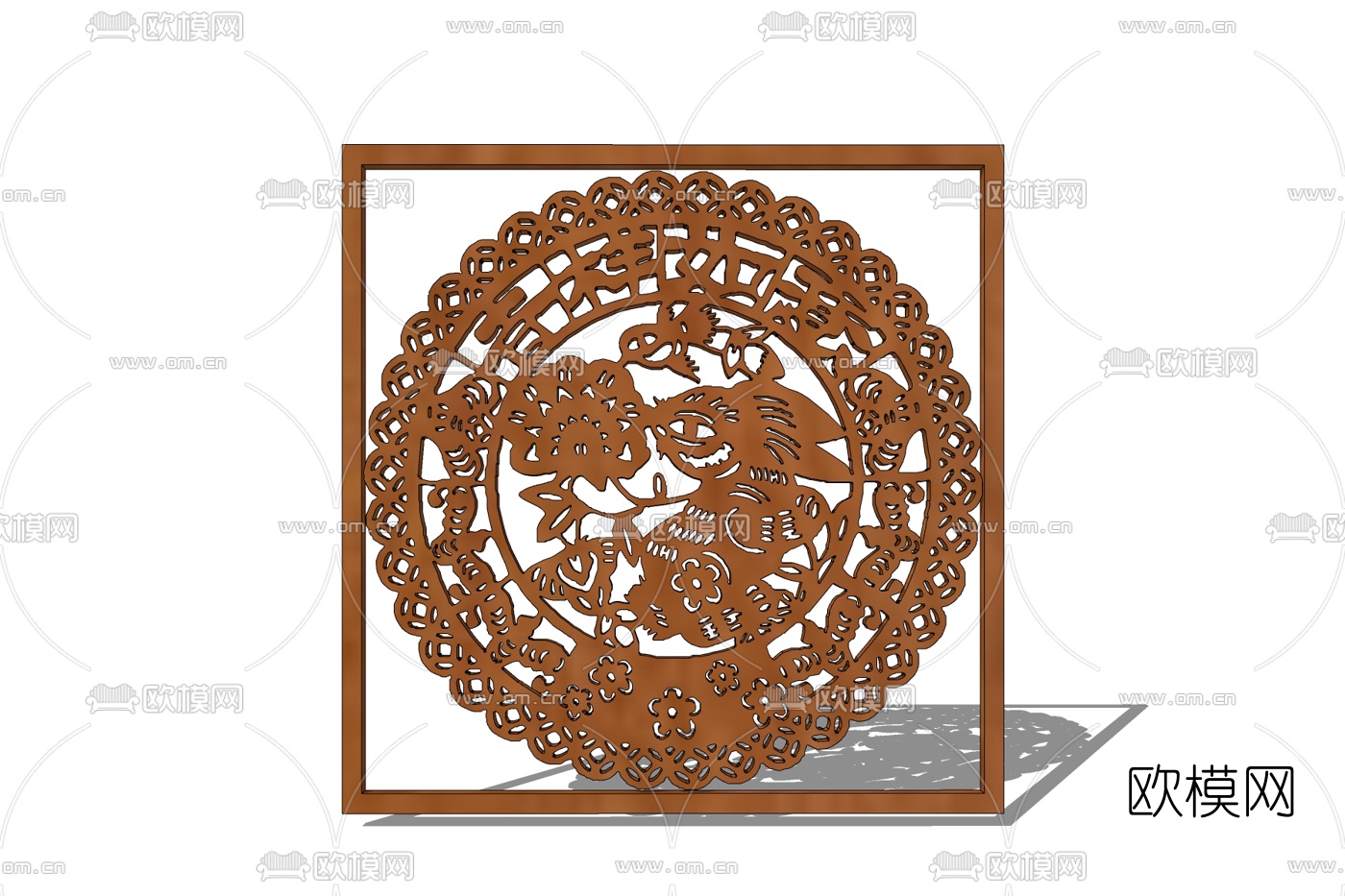 新中式实木窗格免费su模型下载