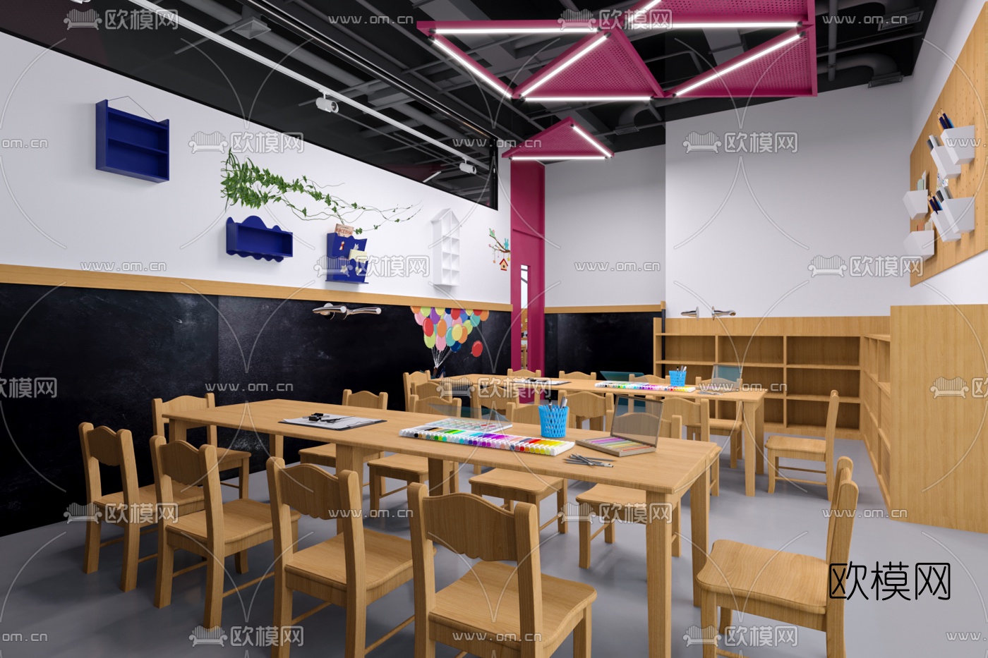 现代幼儿园教室3d模型