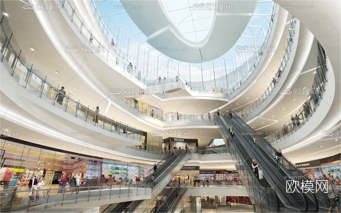 现代商业广场免费su模型下载（渲染图2）