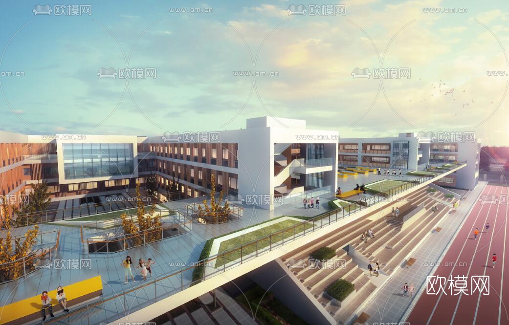 现代学校规划su模型下载（渲染图2）