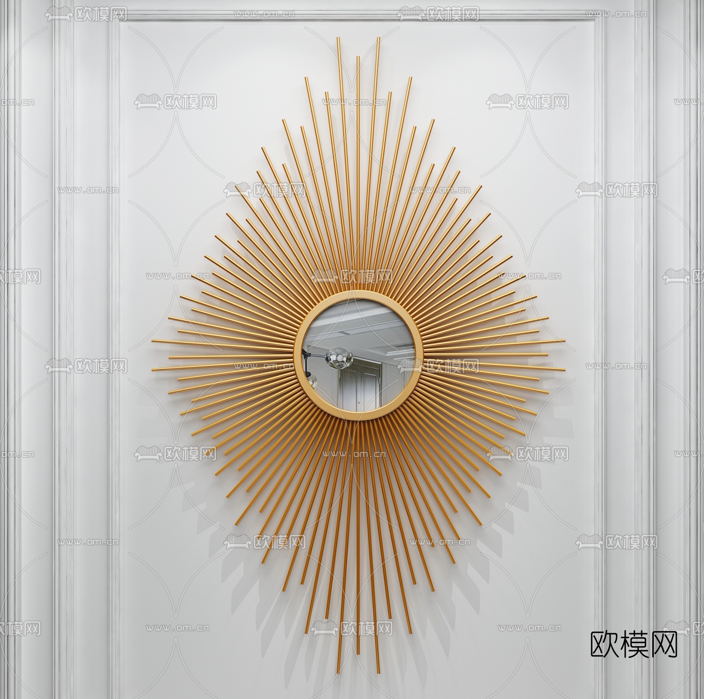 现代轻奢金属装饰镜3d模型