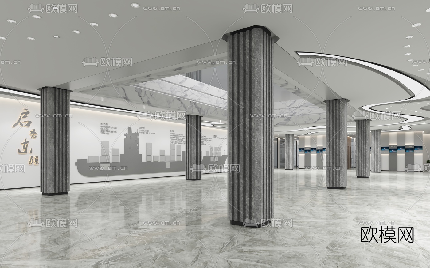 现代综合办公楼接待大厅3d模型