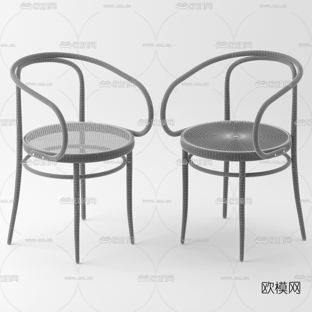 北欧原木单椅免费3d模型下载（渲染图3）