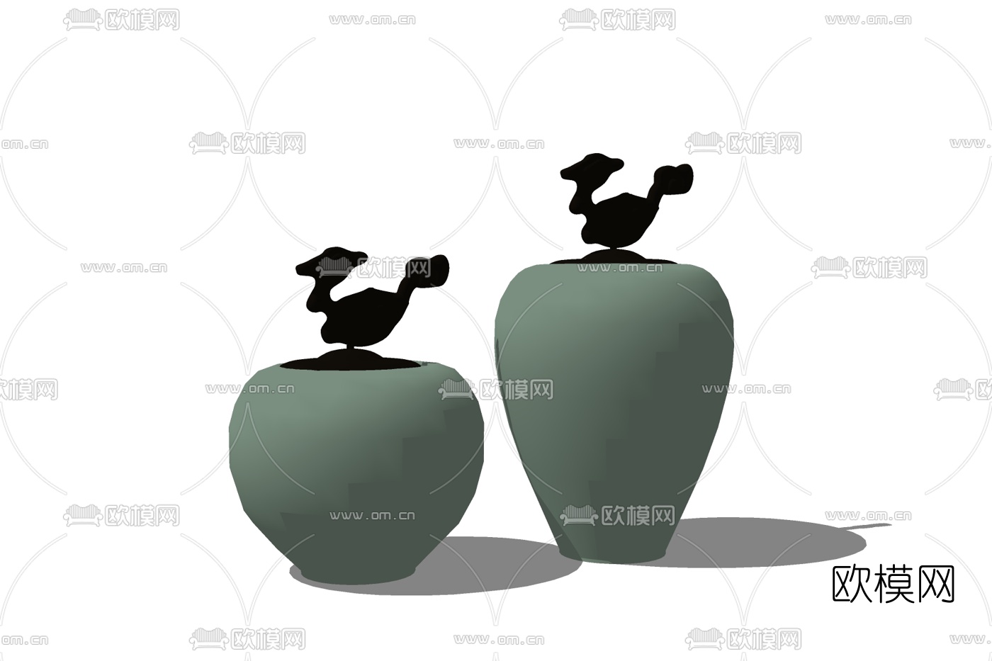 现代陶瓷器皿免费su模型下载