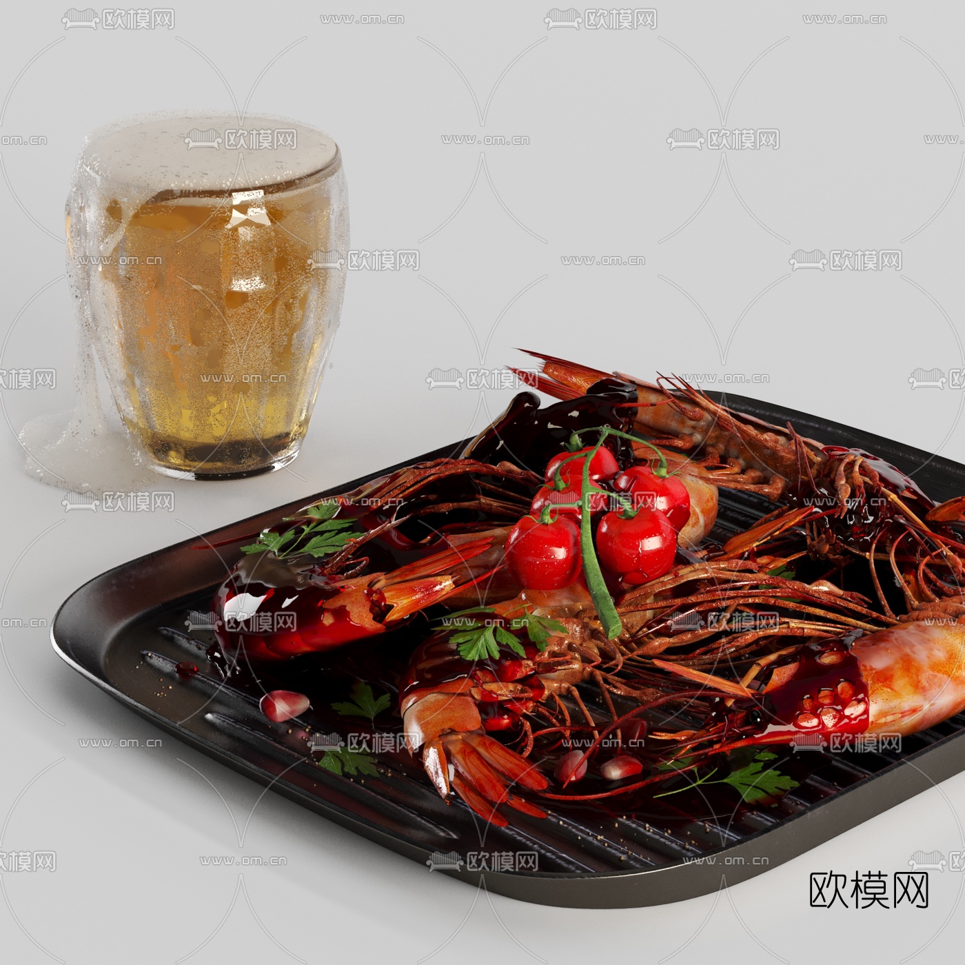 现代龙虾食品3d模型